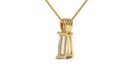 2.00 CTW Tapered Baguette Diamond Solitaire Pendant in 14K Yellow Gold – Secure Claw-Prong Setting