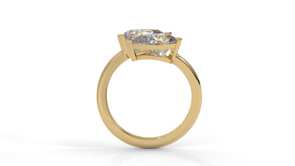 5.00 CTW Toi et Moi Diamond Ring in 14K Yellow Gold with Pear-Shape Diamonds