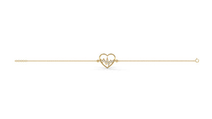 0.11 CTW Diamond Heartbeat Bracelet in 14K Yellow Gold – Heart Outline Design