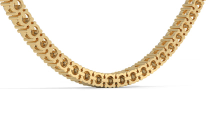 15 CTW Diamond Tennis Necklace in 14K Yellow Gold – Classic Round Cut Single Row  In 17 Inch
