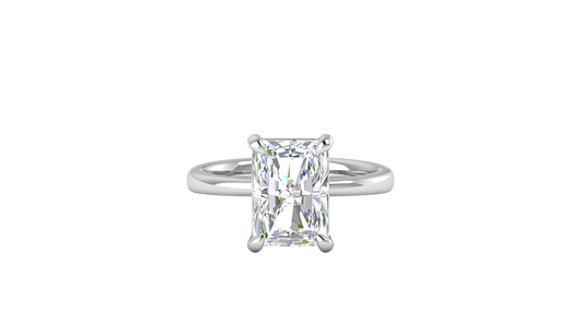 4.00 Ctw Radiant Cut Solitaire Engagement Ring Set In 14K White Gold