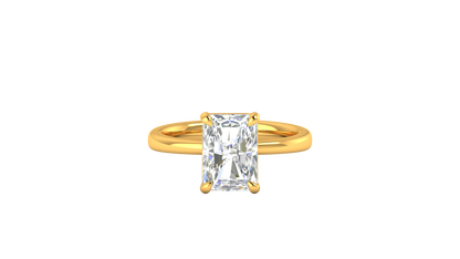 3.00 Ctw Radiant Cut Solitaire Engagement Ring Set In 14K Yellow Gold