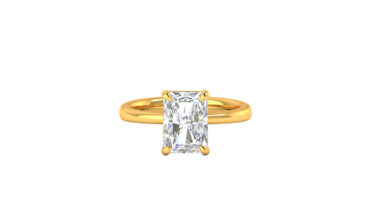 3.00 Ctw Radiant Cut Solitaire Engagement Ring Set In 14K Yellow Gold