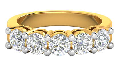 2.00 Ctw Elegant Five-Stone Wedding Band Set In 14K Yellow Gold