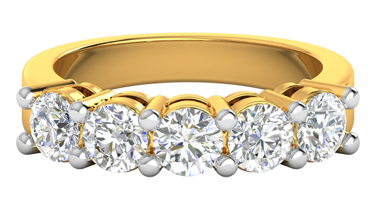 2.00 Ctw Elegant Five-Stone Wedding Band Set In 14K Yellow Gold