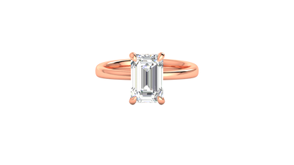 3.00 Ctw Emerald Cut Solitaire Engagement Ring Set In 14K Rose Gold