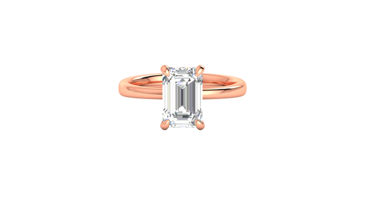 3.00 Ctw Emerald Cut Solitaire Engagement Ring Set In 14K Rose Gold