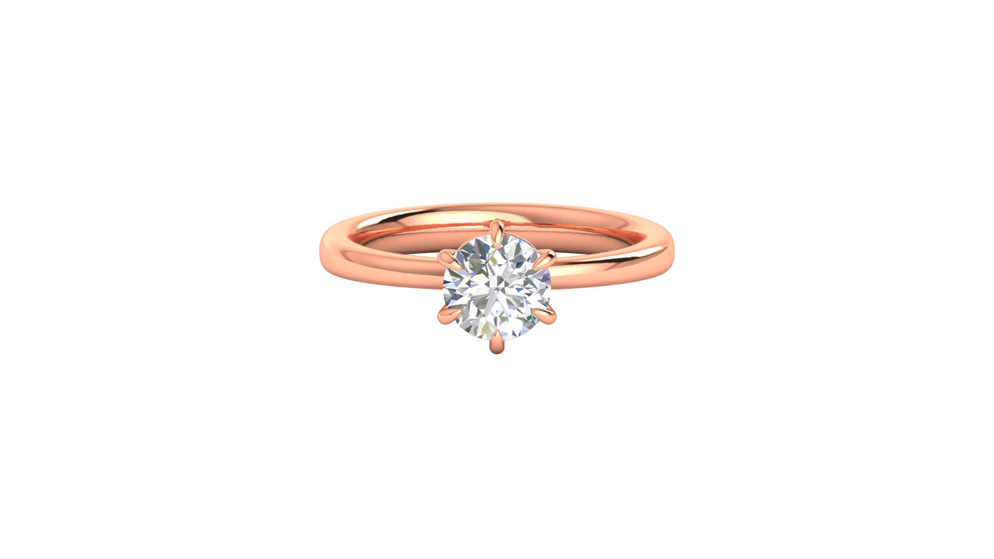 1.00 Ctw Classic Solitaire Engagement Ring Set In 14K Rose Gold