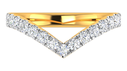 0.68 Ctw Elegant Diamond Chevron Ring Set In 14K Yellow Gold
