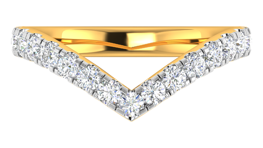 0.68 Ctw Elegant Diamond Chevron Ring Set In 14K Yellow Gold