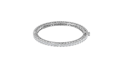 11.13 Ctw Round Cut Diamond Bangle | Antique-Inspired Diamond Bangle & Elegant Vintage Style Jewellery Set In 14K White Gold