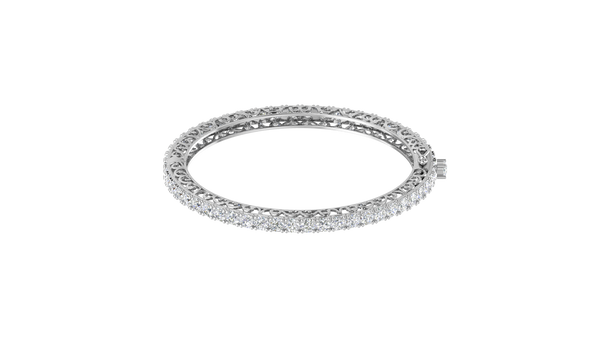 11.13 Ctw Round Cut Diamond Bangle | Antique-Inspired Diamond Bangle & Elegant Vintage Style Jewellery Set In 14K White Gold