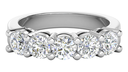 2.00 Ctw Elegant Five-Stone Wedding Band Set In 14K White Gold