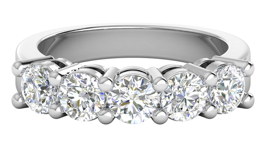 2.00 Ctw Elegant Five-Stone Wedding Band Set In 14K White Gold