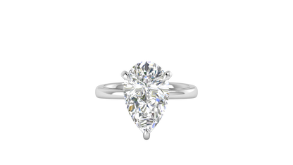 5.00 Ctw Pear Cut Solitaire Engagement Ring Set In 14K White Gold