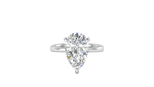 5.00 Ctw Pear Cut Solitaire Engagement Ring Set In 14K White Gold