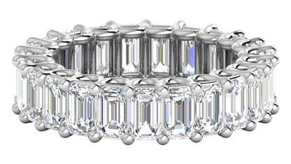 6.90 Ctw Emerald Cut Diamond Eternity Band Set In 14K White Gold