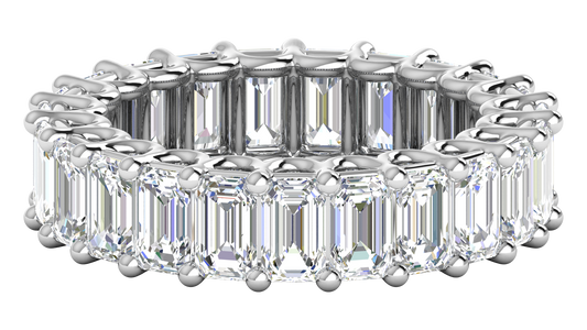 6.90 Ctw Emerald Cut Diamond Eternity Band Set In 14K White Gold