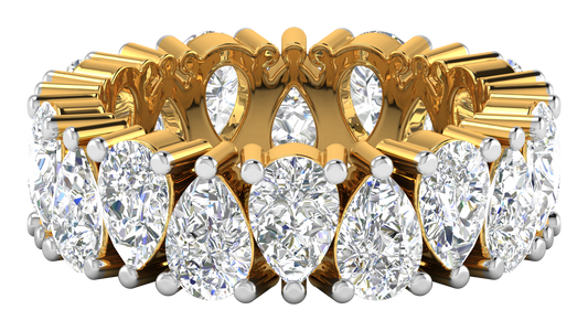 5.40 Ctw Pear Cut Diamond Eternity Band Set In 14K Yellow Gold