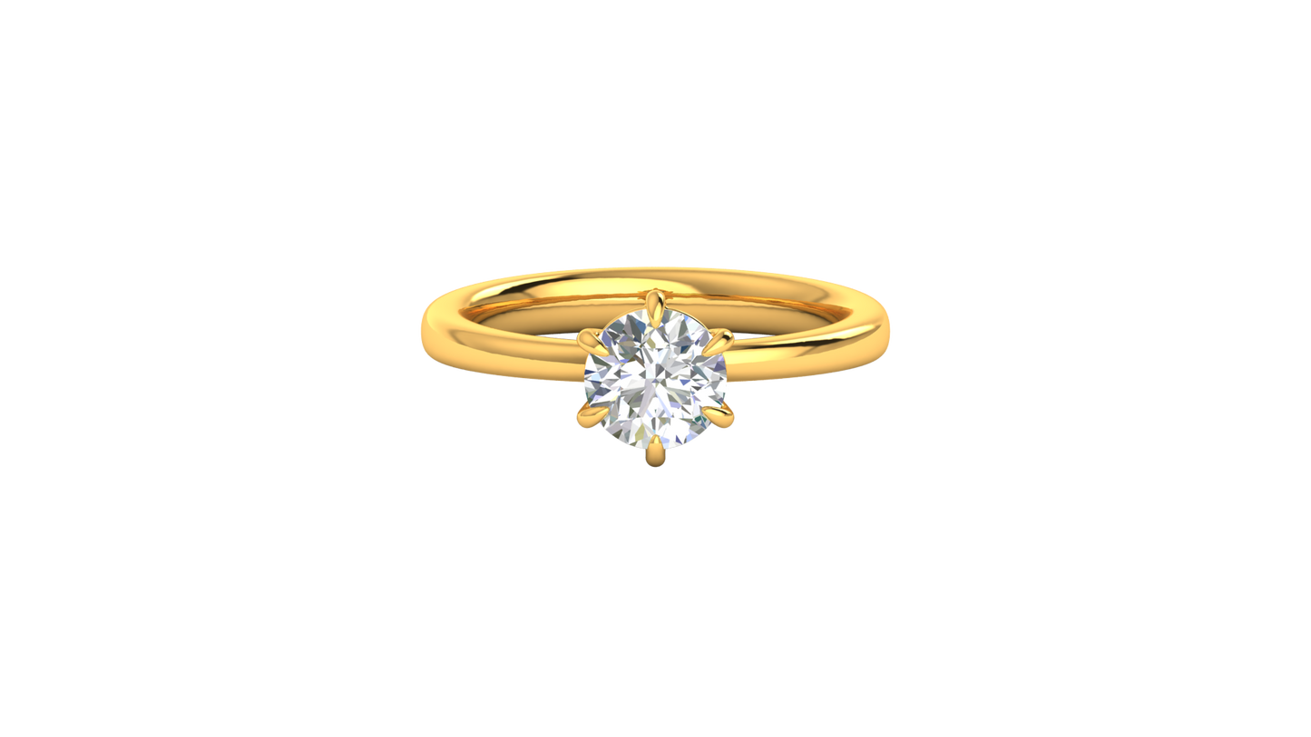 1.00 Ctw Classic Solitaire Engagement Ring Set In 14K Yellow Gold
