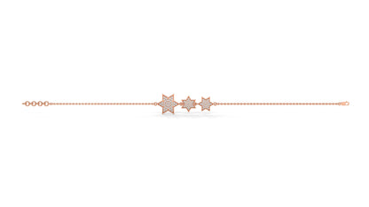 0.45 CTW Diamond Star Bracelet in 14K Rose Gold – Triple Star Pavé Design