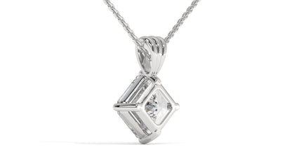 2.00 CTW Asscher-Cut Diamond Solitaire Pendant in 14K White Gold – Secure Claw-Prong Setting