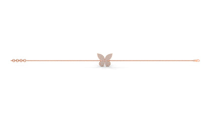 0.43 CTW Diamond Butterfly Bracelet in 14K Rose Gold – Pavé Butterfly Design