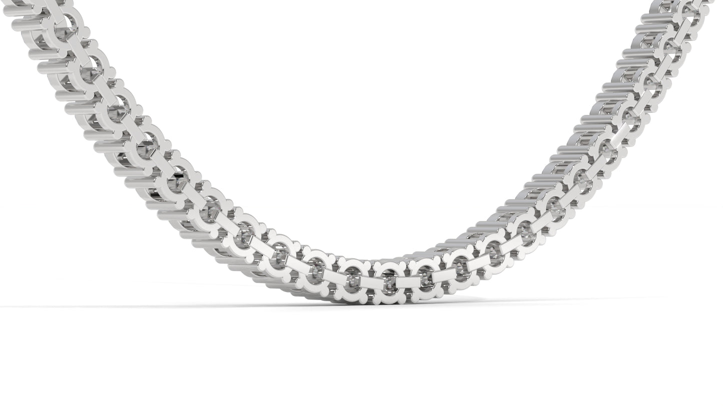 12.50 CTW Diamond Tennis Necklace in 14K White Gold – Classic Round Cut Single Row In 17 Inch
