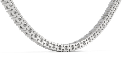 12.50 CTW Diamond Tennis Necklace in 14K White Gold – Classic Round Cut Single Row In 17 Inch
