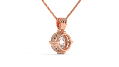2.00 CTW Round Diamond Four-Prong Solitaire Pendant in 14K Rose Gold – Secure Claw-Prong Setting