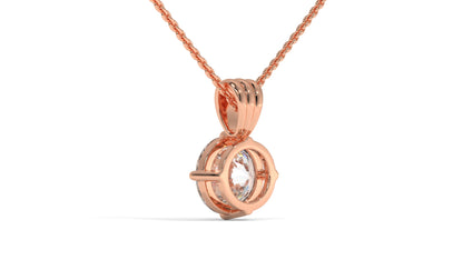 1.00 CTW Round Diamond Four-Prong Solitaire Pendant in 14K Rose Gold – Secure Claw-Prong Setting