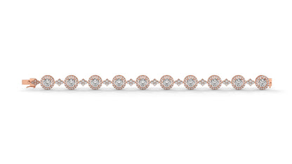 4.18 CTW Diamond Halo Link Bracelet in 14K Rose Gold