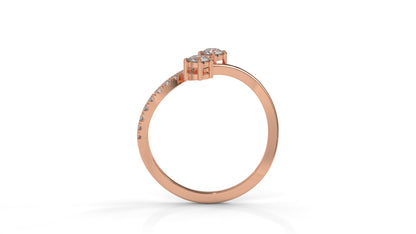 0.34 CTW Toi et Moi Diamond Ring in 14K Rose Gold with Round Cut Diamonds