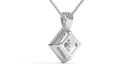 3.00 CTW Asscher-Cut Diamond Solitaire Pendant in 14K White Gold – Secure Claw-Prong Setting