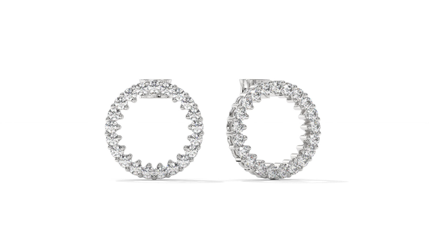 0.42 CTW Round Diamond Circle Hoop Earrings in 14K White Gold