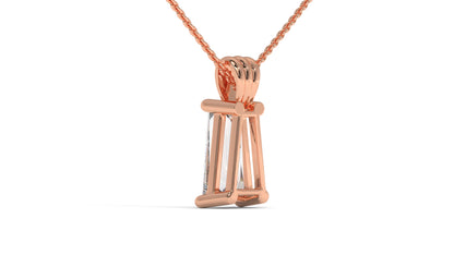 3.00 CTW Tapered Baguette Diamond Solitaire Pendant in 14K Rose Gold – Secure Claw-Prong Setting
