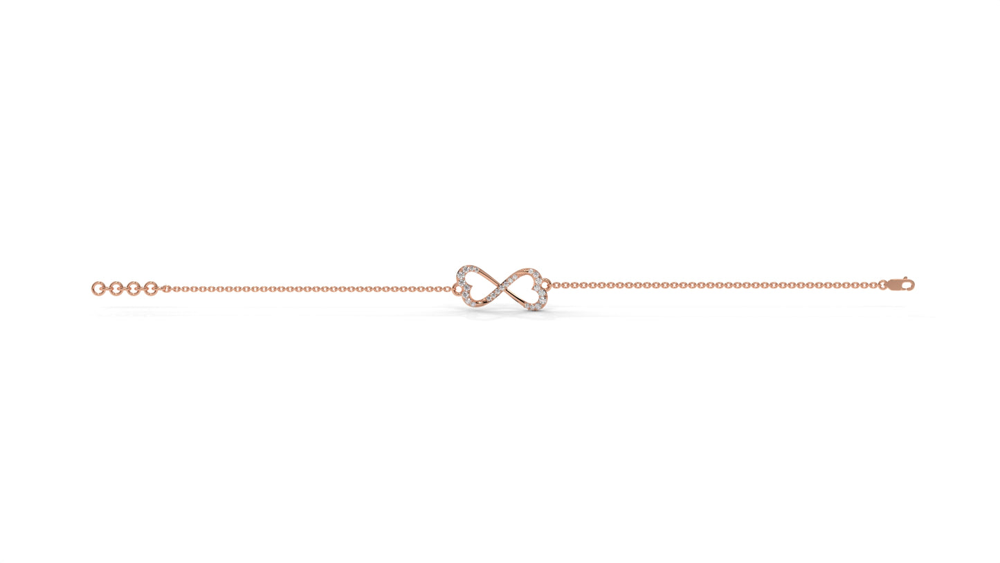 0.17 CTW Diamond Infinity Heart Bracelet in 14K Rose Gold – Eternal Love Design