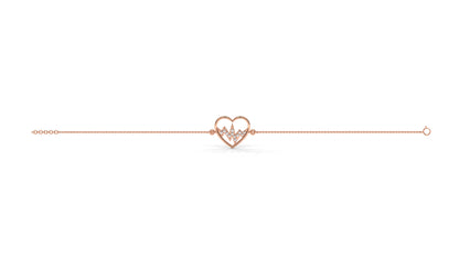 0.11 CTW Diamond Heartbeat Bracelet in 14K Rose Gold – Heart Outline Design