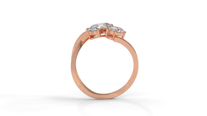 2.07 CTW Toi et Moi Diamond Ring in 14K Rose Gold with Oval and Round Diamonds