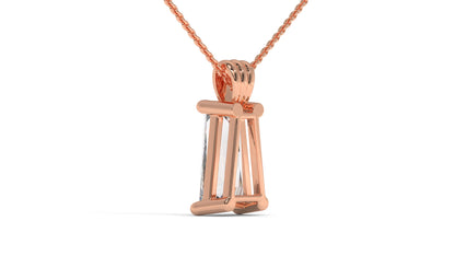 4.00 CTW Tapered Baguette Diamond Solitaire Pendant in 14K Rose Gold – Secure Claw-Prong Setting
