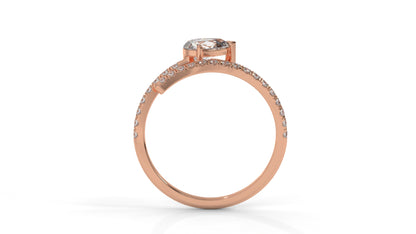1.03 CTW Pear Diamond Wrap Ring in 14K Rose Gold with Pavé Band