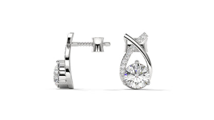 1.08 CTW Round Diamond Modern Drop Earrings in 14K White Gold