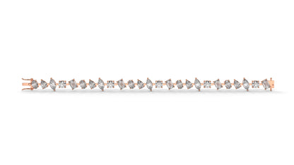 12.50 CTW Mixed Shape Diamond Bracelet in 14K Rose Gold – Round, Emerald, Oval, Pear & Marquise Cut