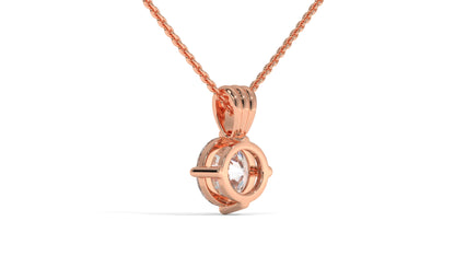 1.50 CTW Round Diamond Four-Prong Solitaire Pendant in 14K Rose Gold – Secure Claw-Prong Setting