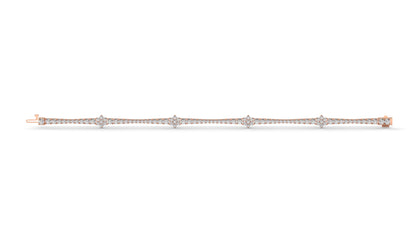 4.95 CTW Diamond Tennis Bracelet in 14K Rose Gold – Classic Round Cut Design