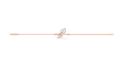 0.17 CTW Diamond Leaf Bracelet in 14K Rose Gold – Dainty Nature Inspired Jewelry