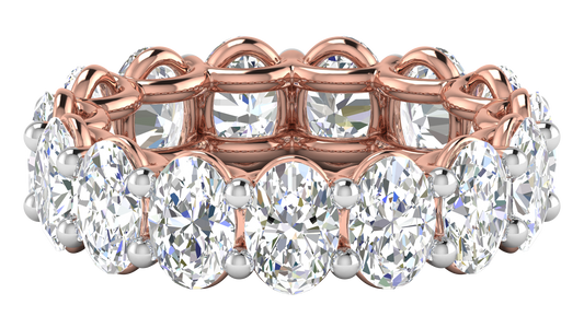 7.50 Ctw Oval Cut Diamond Eternity Band Set In 14K Rose Gold