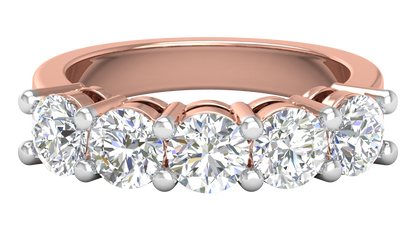 2.50 Ctw Five-Stone Wedding Band With U-Shape Prong Setting In 14K Rose Gold