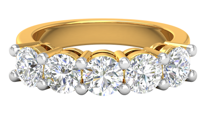 2.50 Ctw Five-Stone Wedding Band With U-Shape Prong Setting In 14K Yellow Gold