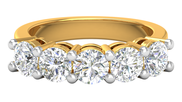 2.50 Ctw Five-Stone Wedding Band With U-Shape Prong Setting In 14K Yellow Gold